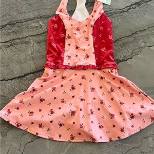 Altar'd State Pink and Red Floral athletic skort Dress